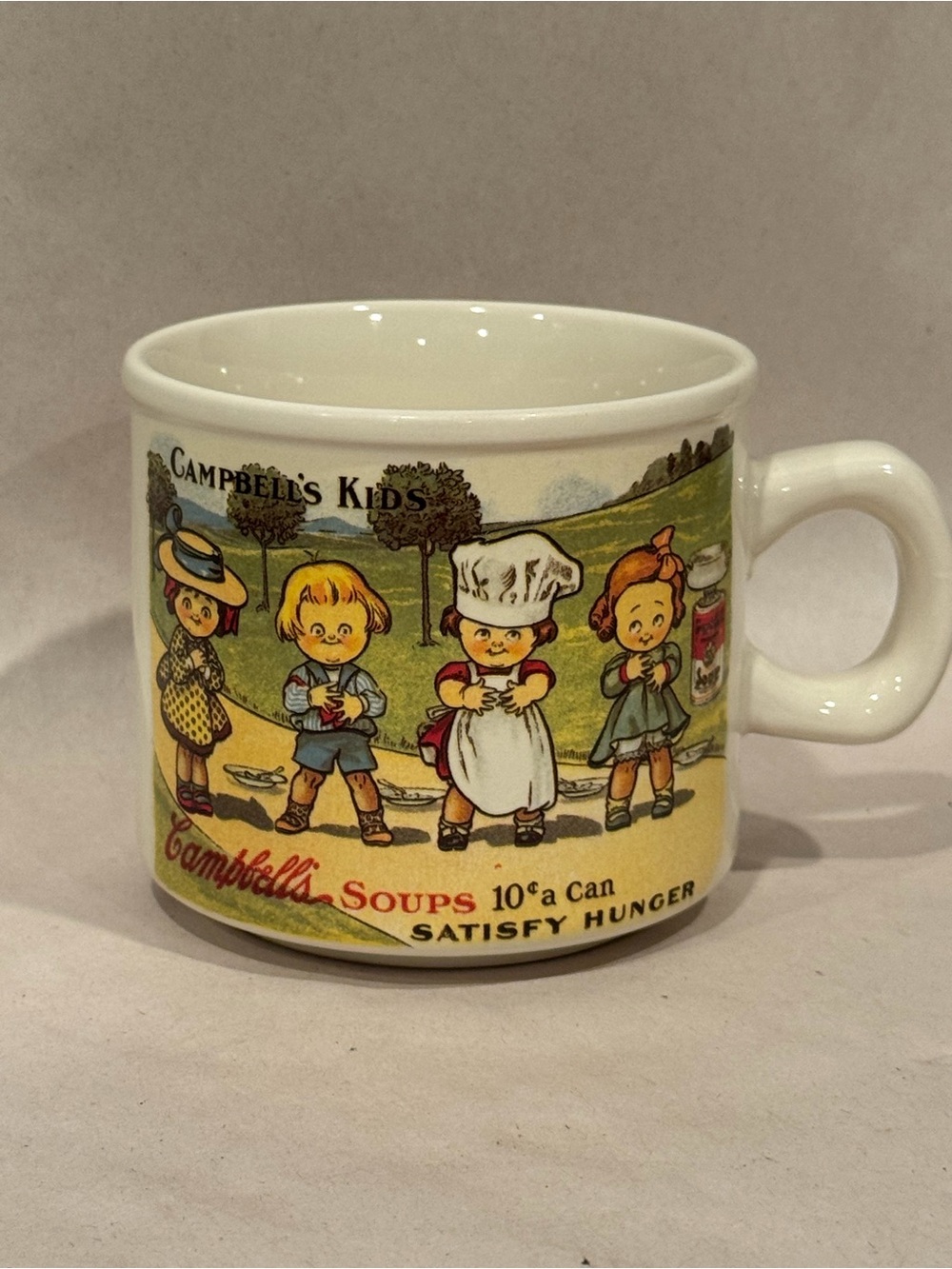 1994 Vintage VTG Campbell’s Kids Soup Mug Cup Bowl 10 Cents A Can Satisfy Hunger